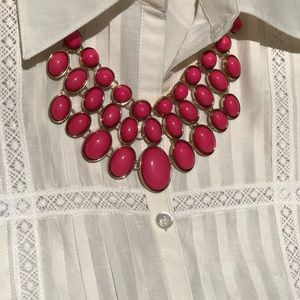 Summer pink 3 tiered statement necklace